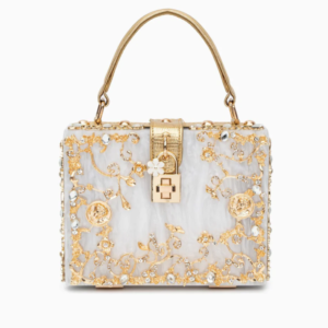 Bolsa de mano blanca con dorado acrílica