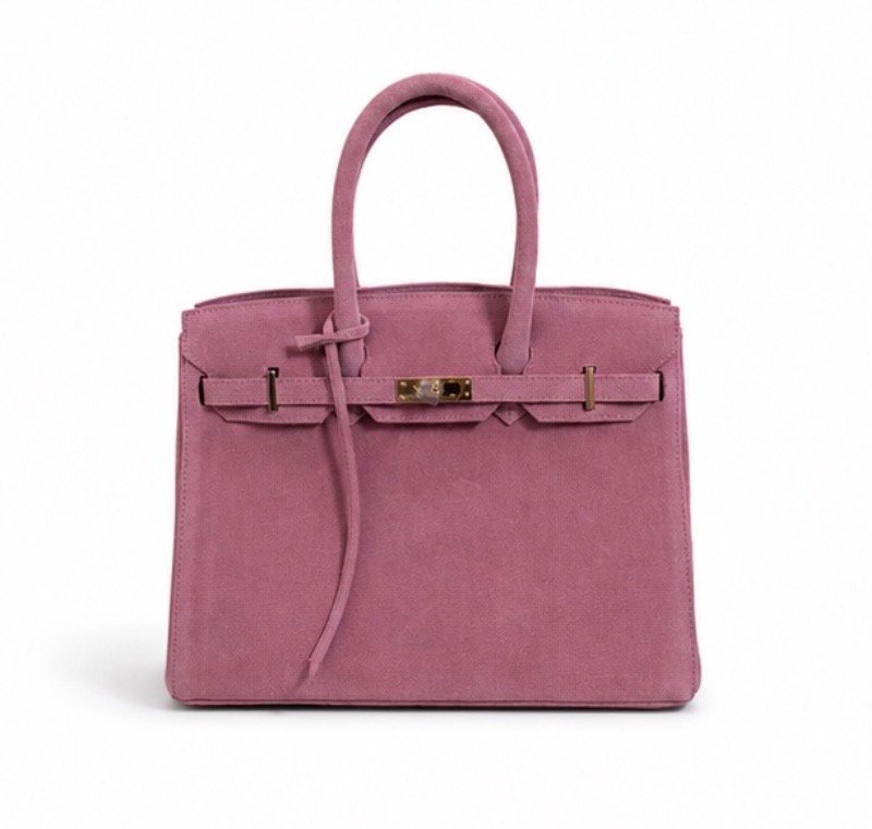 Bolsa Premium de Piel Genuina Rosa de Gamuza