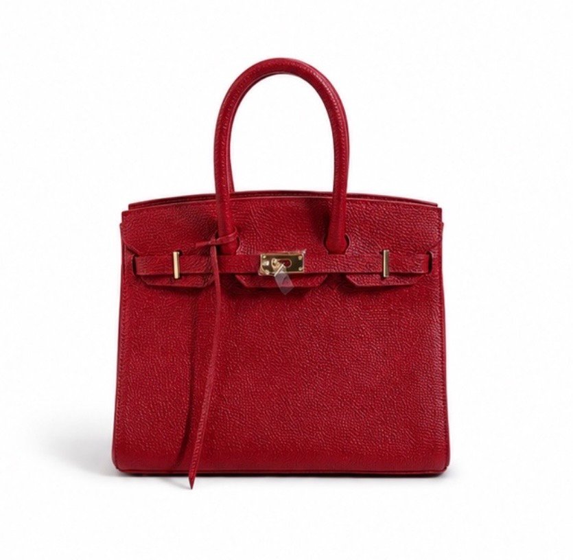 Bolsa Premium de Piel Genuina Rojo Sangre de Pichón