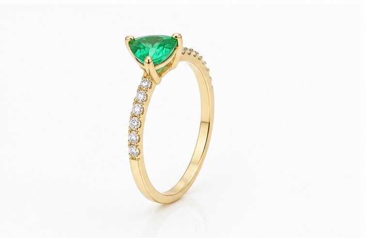 Anillo de Esmeralda Colombiana de Alta Calidad 10K - Imagen 2